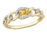 1/4 Carat (ctw) Citrine Link Ring in 10K Yellow Gold with Diamonds